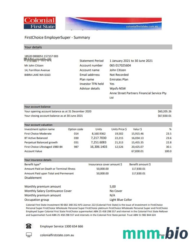Australia Citibank wyciąg bankowy xls